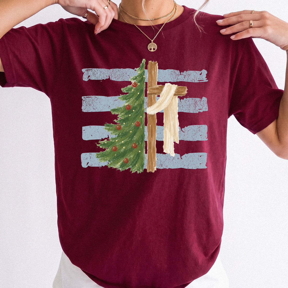 Christmas Cross Crewneck or Tee