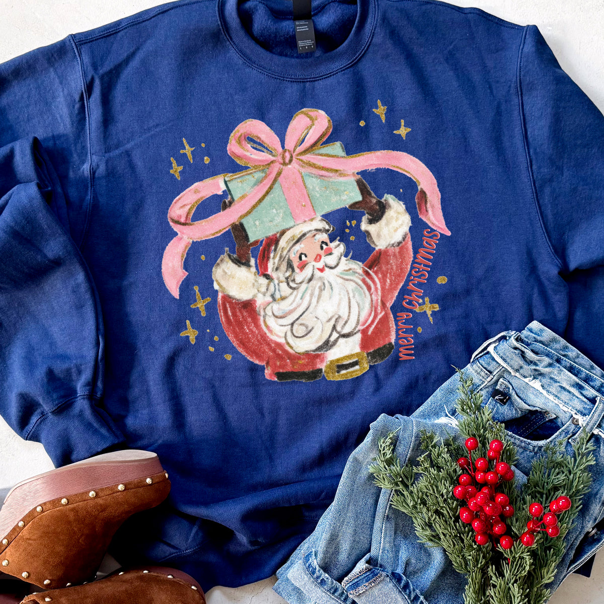 Merry Christmas Santa Present Sweatshirt or Tee